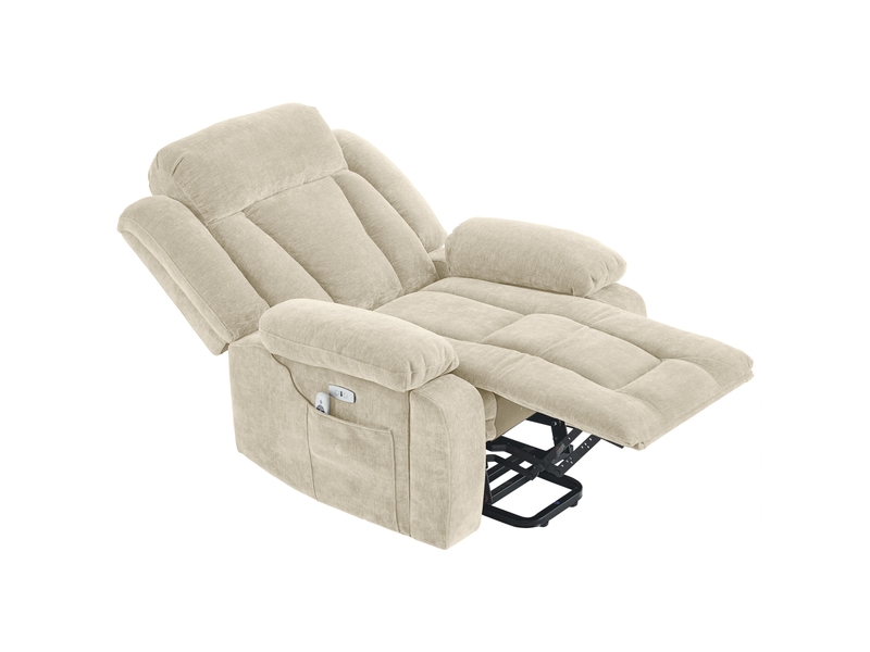  Fauteuil relax électrique,95x94x107 cm,avec massage et releveur,tissu,beige  - Conforama A