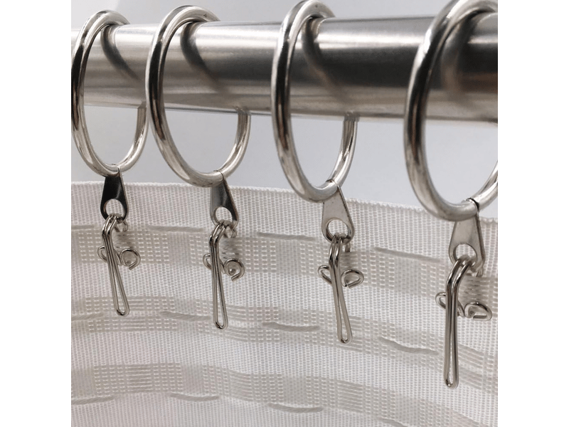  Lot de 100 crochets de rideau en métal argenté, faciles à utiliser, paquet de draperie pour ruban d'en-tête de rideau en métal, gris  - Conforama E