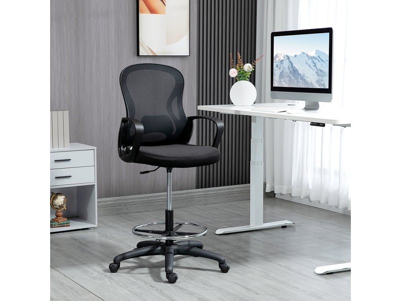 Fauteuil de bureau, chaise bureau, tissu en maille, 59x65x124cm, noir  - Conforama D