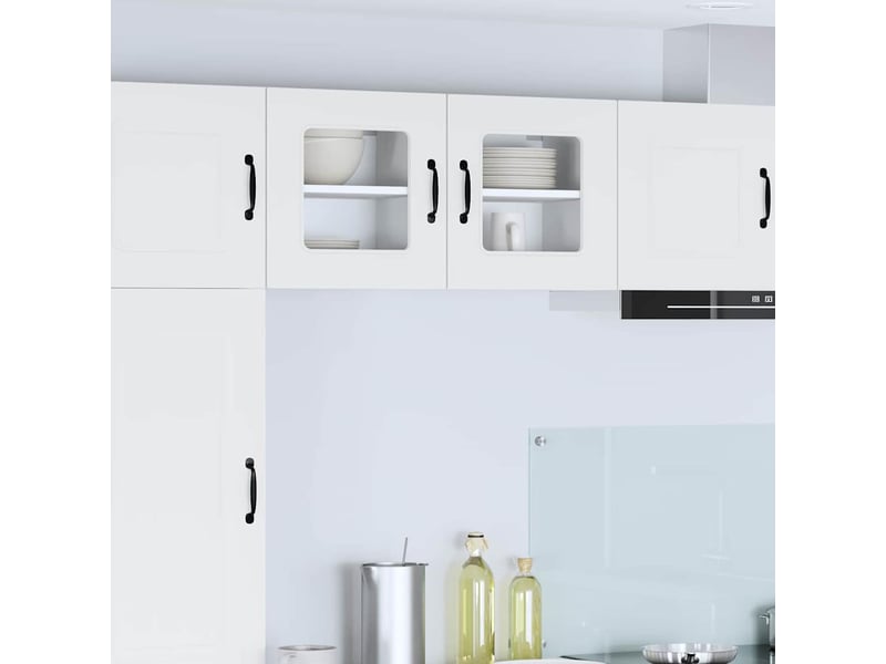 Meuble mural de cuisine | armoire de cuisine 2 pcs blanc bois d'ingénierie shl3074 - Conforama B