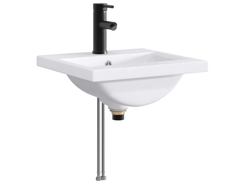 Lavabo de salle de bain avec robinet et évacuation noir mat shl8525 - Conforama A