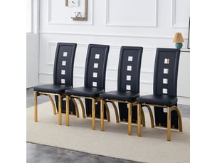 Chaises de salle à manger lot de 4 à dossier ajouré noir et doré homvra