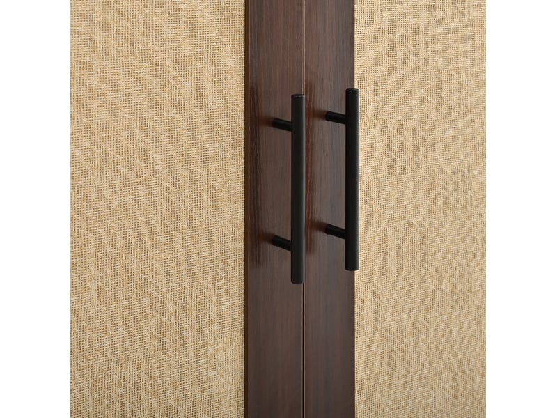  Buffet et enfilade avec 8 portes, façades tressées, poignées noires et pieds en fer, en mdf, noyer, 120 × 20 × 180 cm  - Conforama E