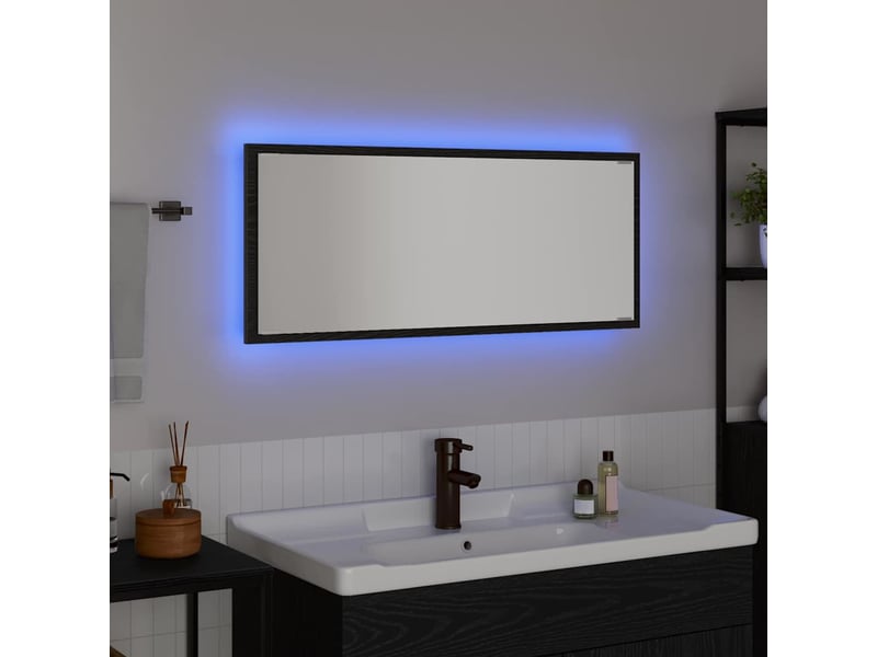 Miroir de salle de bain, miroir de toilette chêne noir 90 x 8,5 x 37 cm bois d'ingénierie cf62662  - Conforama D