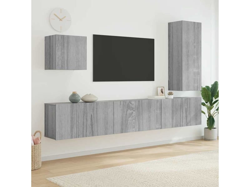  Meuble tv - unités murales tv 5 pcs sonoma gris bois d'ingénierie  - Conforama B