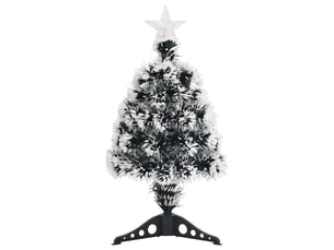 Arbre de noël, sapin de noël pré-éclairé vert et blanc 64 cm fibre optique