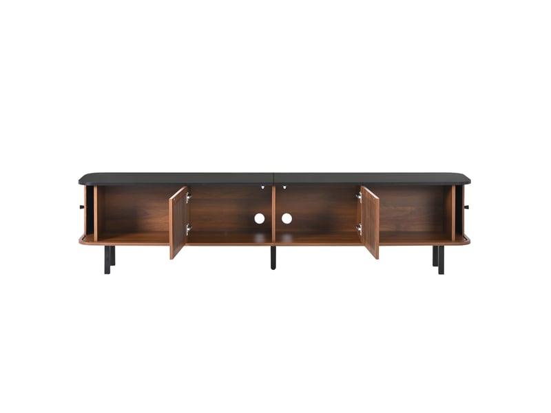  Meuble tv modenvie bas 190 x 35 x 45 cm portes coulissantes et grillagées mdf noyer  - Conforama A