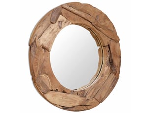 Miroir décoratif teck 80 cm rond cf62788