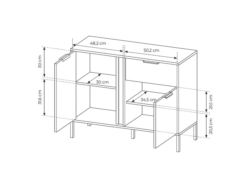  Buffet hame, bahut un tiroir, 103x40x81h cm noir Hame - Conforama C