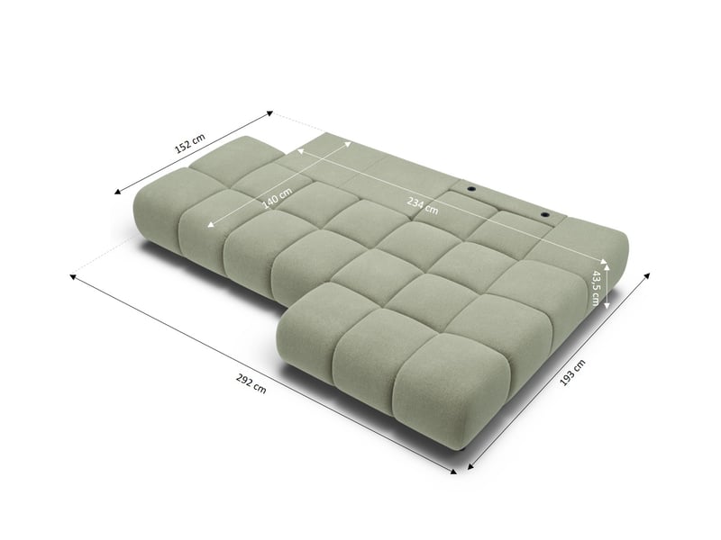  Canapé d'angle droit convertible almera 4 places tissu vert  - Conforama E