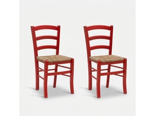 Lot de 2 chaises de salle à manger en bois massif anna - rouge
