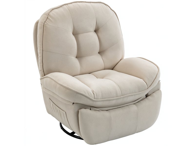  Fauteuil relax inclinable, longueur dépliée 162 cm, pivotant 360° et basculant, revêtement en chenille  - Conforama A