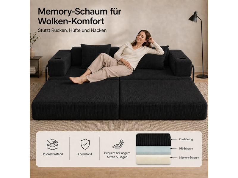  Canapé-lit pliable sans cadre, en tissu velours  - Conforama B