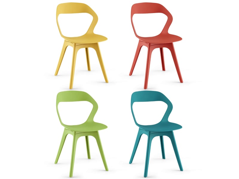 Lot de 4 chaises salle à manger 48 x 54 x 81 cm confort assise ergonomique design multicoloré en pp 20_0018228  - Conforama A