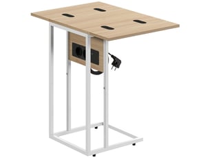 Table d’appoint pliante avec station de charge ports usb, métal, 39 x 29 x 57 cm, couleur bois