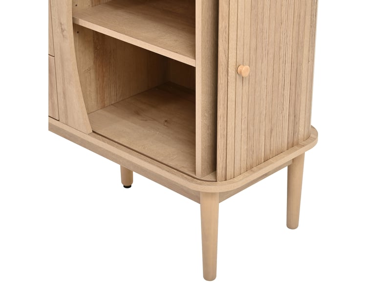  Buffet bas 141 x 40 x 77 cm – naturel – 3 tiroirs en rotin, portes coulissantes et étagères réglables  - Conforama E