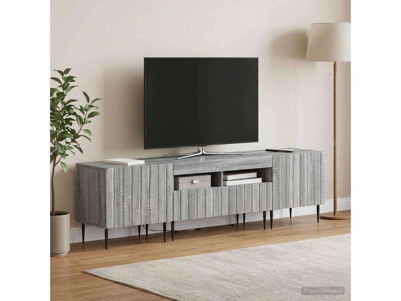 Meuble tv - banc tv - meuble de rangement led 5 pièces sonoma gris bois d'ingénierie - Conforama C