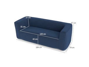 Canapé droit fixe HELLOSHOP 26 2 places Simili bleu