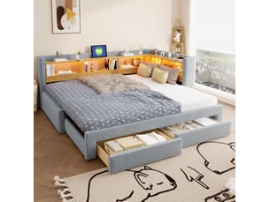 Lit gigogne 90x200 cm <strong>REDOM</strong>  <strong></strong> coloris gris