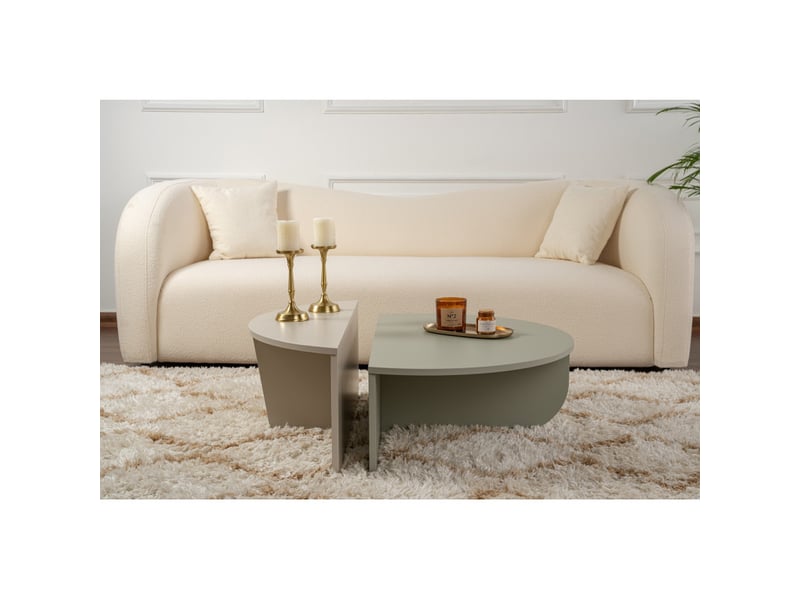 Tables basses gigognes en bois mdf mélaminé vert cendré et grès 90 x 60 x 30 cm lot de 2 - Conforama D
