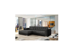 Canapé d'angle gauche fixe <strong></strong> <strong></strong> 4 places Polyester Gris foncé et noir