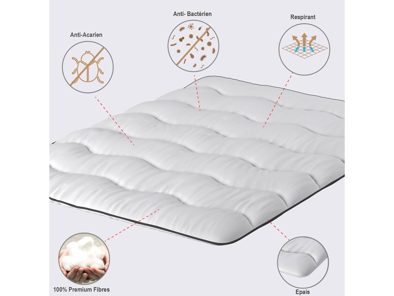  Casabel surmatelas nuage 150 x 200 cm en microfibre, confort optimal, moelleux et respirant  - Conforama A