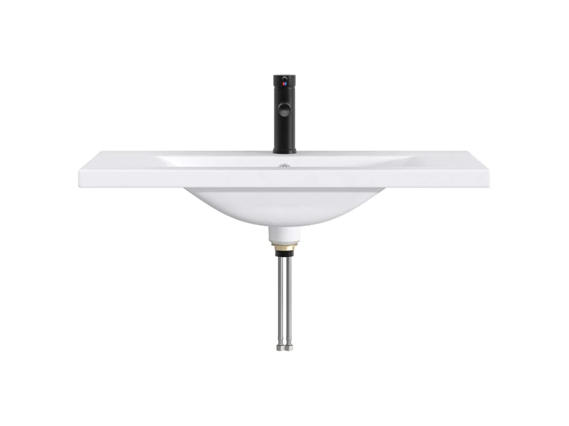  Lavabo de salle de bains noir mat 81x40x17.5 cm métal  - Conforama D