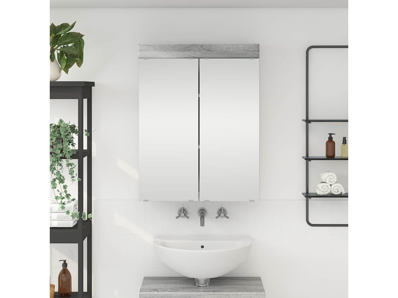 Amoire de salle de bain avec miroir, cabinet de salle de bain tulum sonoma gris cf64964 - Conforama B
