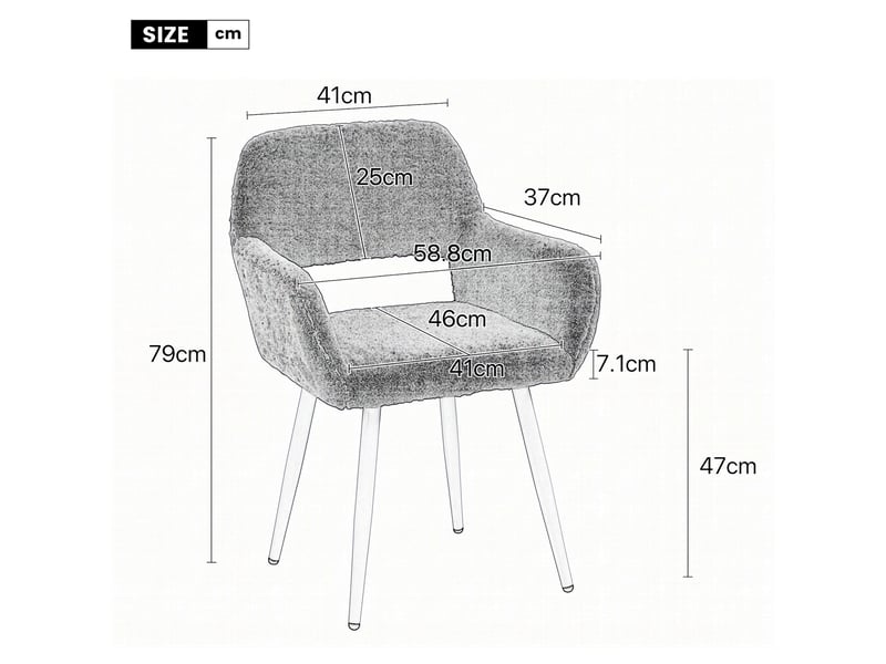  Ensemble table ronde 120x120 cm + 4 chaises mi-siècle en fausse fourrure, pieds acier laqué – style scandinave, couleur chêne  - Conforama C