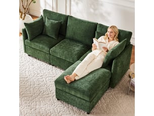 Canapé droit fixe <strong></strong> <strong></strong> 4 places Tissu vert