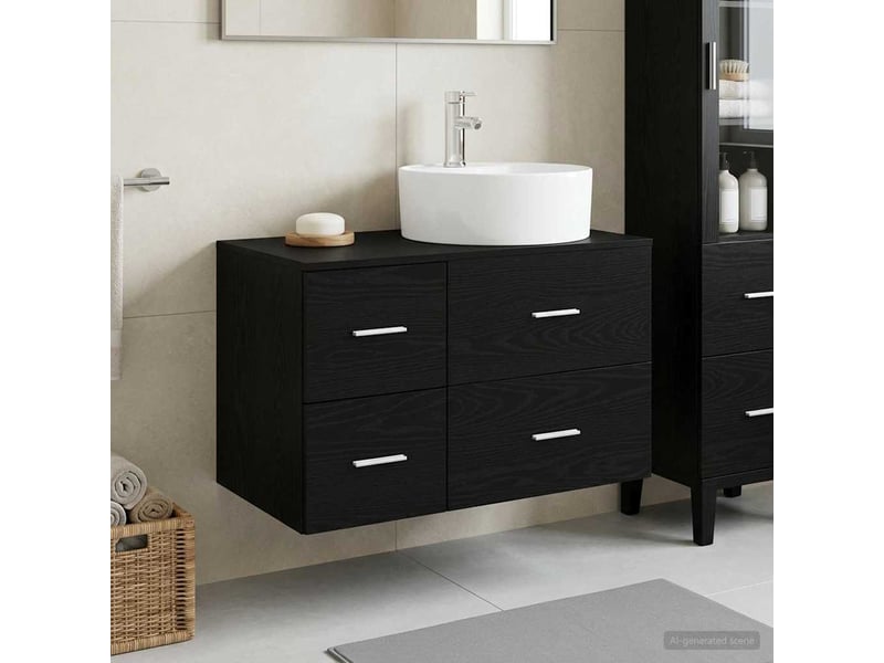 Ensemble de mobilier de salle de bain 2 pc chêne noir cf64109 - Conforama B