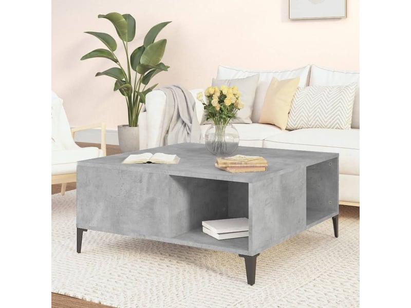  Table basse | table de salon gris béton 80x80x36,5 cm bois d'ingénierie  - Conforama B