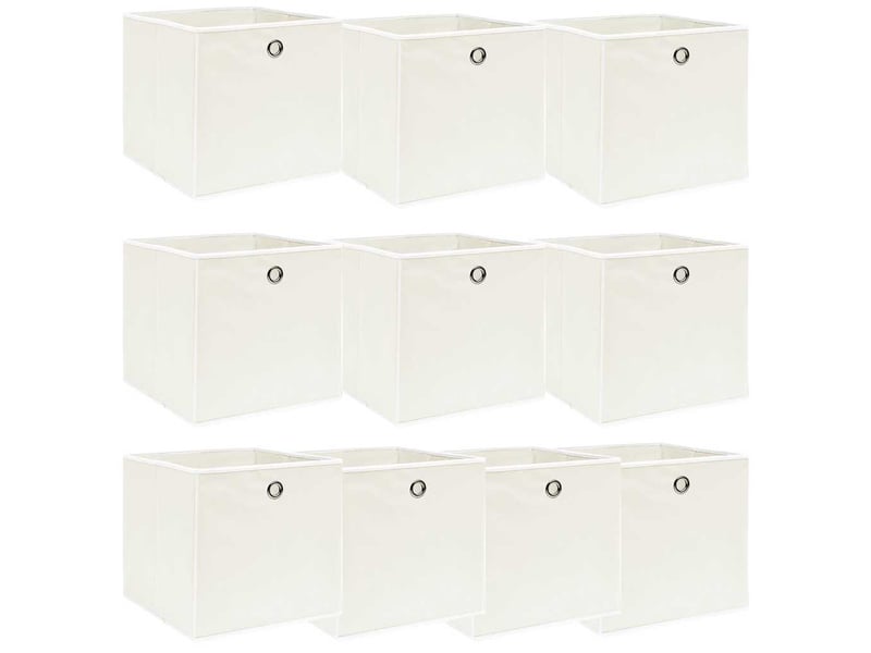  Boîtes de rangement 10 pcs blanc 32x32x32 cm tissu  - Conforama B