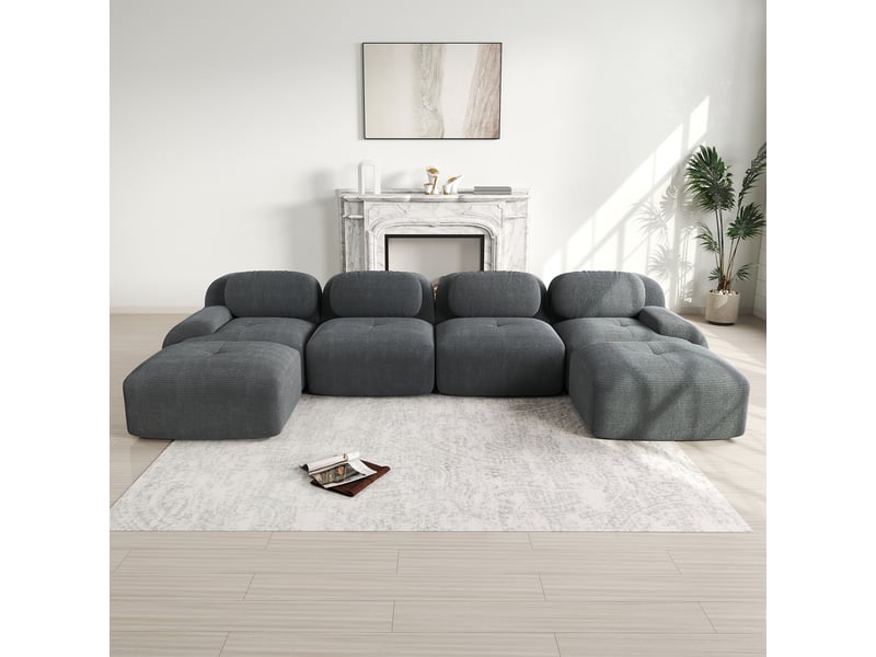 Canapé modulable, canapé de salon, en velours, gris, sans montage, sans structure, chambre, pour salon - Conforama C