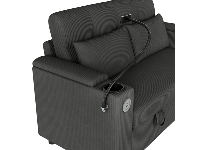  Canapé 2 places 136,5x79,5x83,6 cm rangement intégré bois gris  - Conforama D