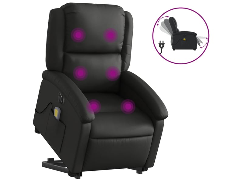 Fauteuil de relaxation fonction massage et inclinable fonction de levage électrique en cuir véritable noir dec027796  - Conforama B