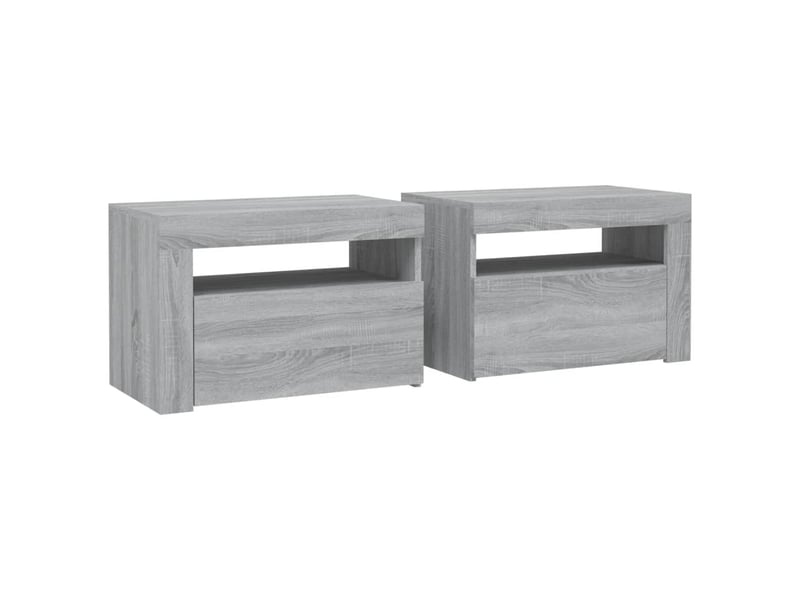  Lot de 2 tables de chevet - cabinet de chevet - table de nuit avec led sonoma gris 60x35x40 cm  - Conforama B