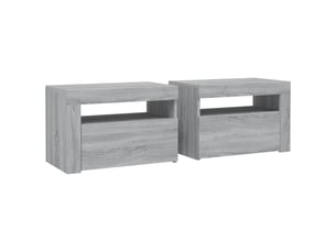 Lot de 2 tables de chevet - cabinet de chevet - table de nuit avec led sonoma gris 60x35x40 cm