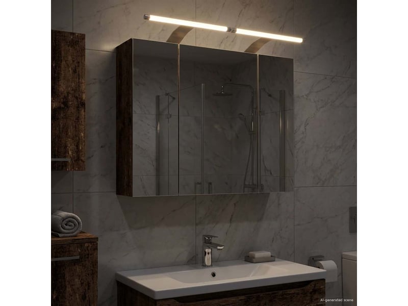  Amoire de salle de bain, meuble de salle de bain avec miroir bois ancien shl4804  - Conforama B