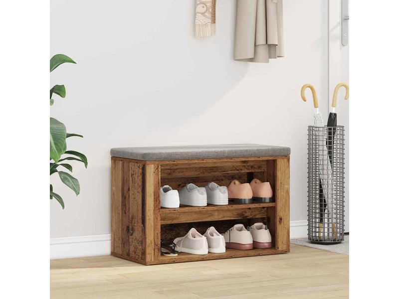  Meuble à chaussures, rack à chaussures 75x35x45 cm bois d'ingénierie bois ancien  - Conforama B