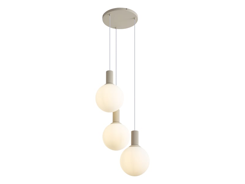  Suspension scandinave beige avec verre opale 3 lumières - polly  - Conforama E