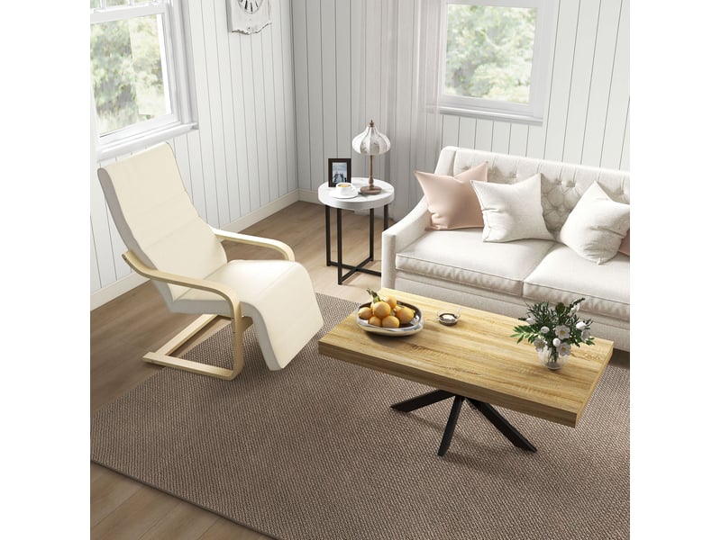 Fauteuil relax à piètement traîneau 66,5 x 94 x 100 cm – blanc crème – repose-pieds réglable 5 positions - Conforama B