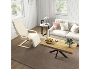 Fauteuil relax à piètement traîneau 66,5 x 94 x 100 cm – blanc crème – repose-pieds réglable 5 positions