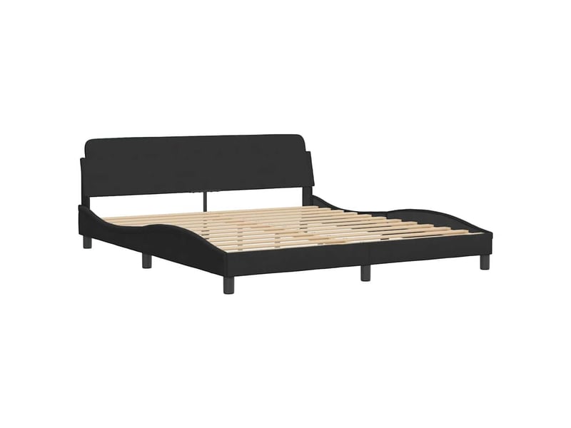  Lit double- lit adulte -  cadre de lit sans matelas noir 180x200 cm velours  - Conforama C