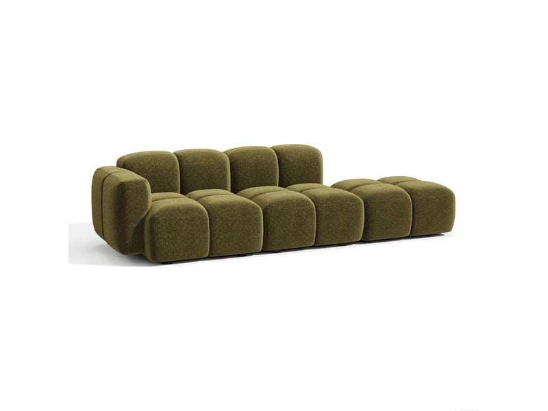  Canapé modulable 4 places en velours texturé moss MOSS - Conforama A