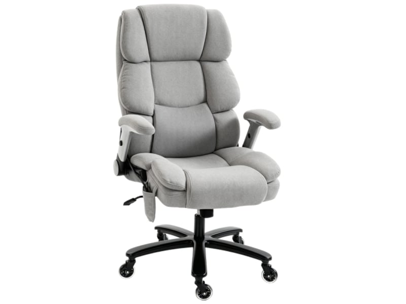  Chaise de bureau ergonomique avec soutien lombaire airbag, accoudoirs rabattables, gris clair  - Conforama A