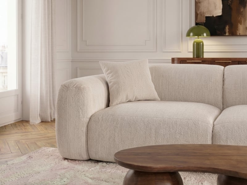 Bobochic canapé droit fixe 3 places siena tissu chenille blanc SIENA - Conforama D