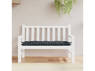 Coussin de banc de jardin, coussin d'assise carreaux noir 120x50x7 cm tissu cf52707