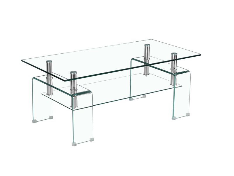 Table basse à deux plateaux en verre trempé - lpospi - piètement en métal, transparente, 100 × 55 × 45 cm  - Conforama A