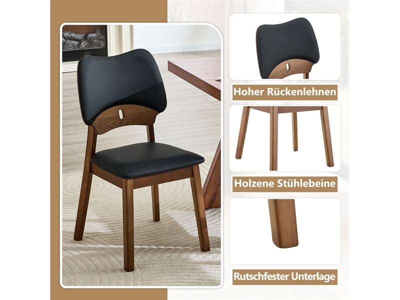  Chaise de cuisine 2 chaises assise rembourrée dossier papillon bois style moderne design  - Conforama D